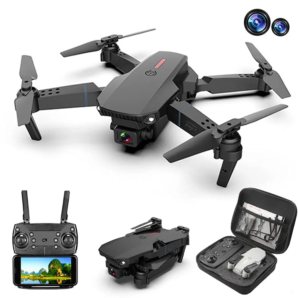 Charly- E88 Pro Drone 4k HD Double Camera RC VR 3D Long Battery Life Flight Path FPV Mini Drone