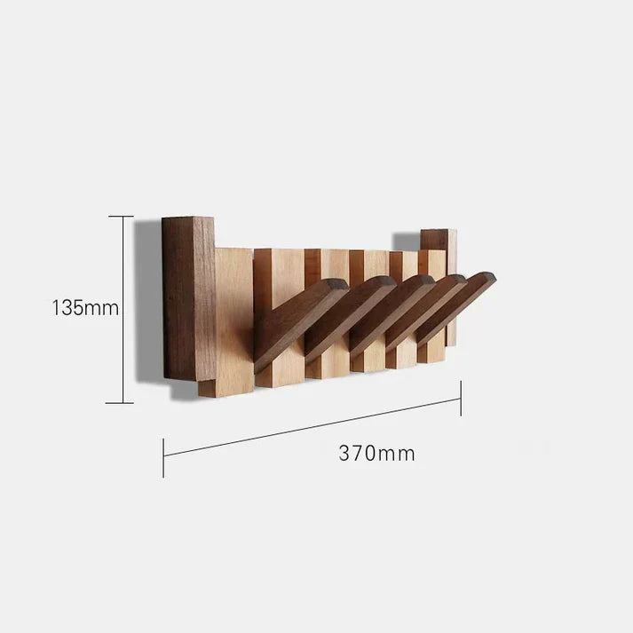 Sisica | Wall-Mounted Wood Entryway Organizer with Folding Hooks