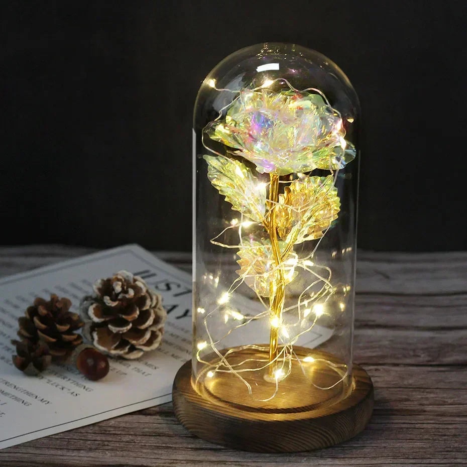 Charly – Eternal Rose in Glass Dome with Atmospheric LED Lighting