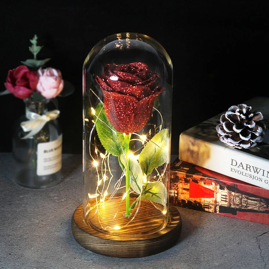 Charly – Eternal Rose in Glass Dome with Atmospheric LED Lighting