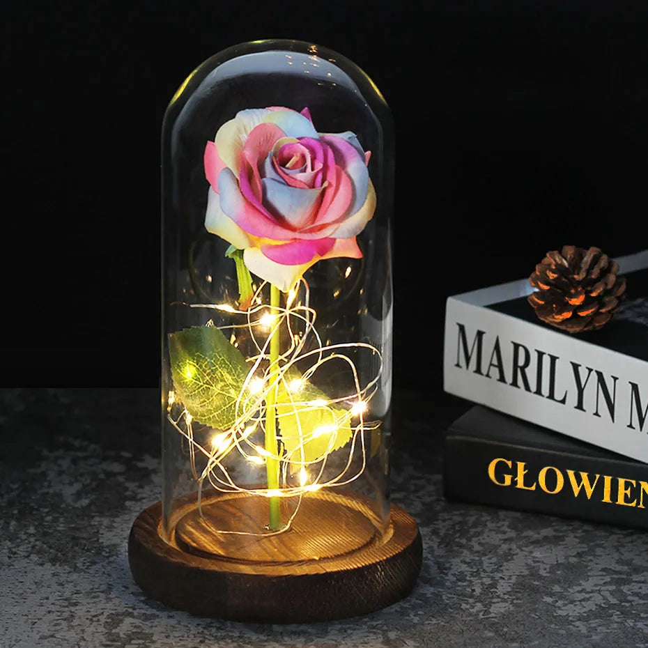Charly – Eternal Rose in Glass Dome with Atmospheric LED Lighting