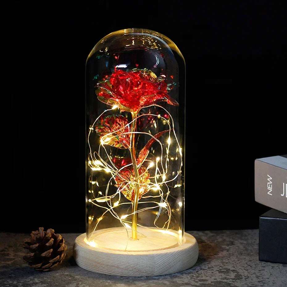 Charly – Eternal Rose in Glass Dome with Atmospheric LED Lighting
