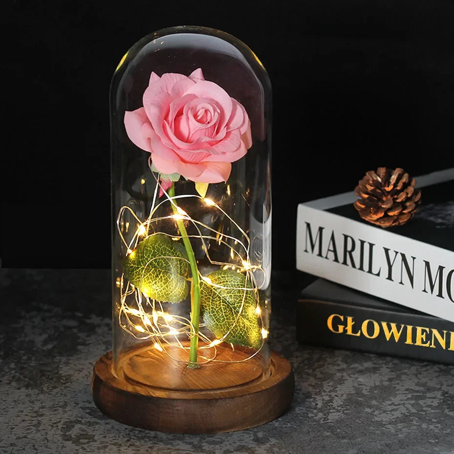 Charly – Eternal Rose in Glass Dome with Atmospheric LED Lighting