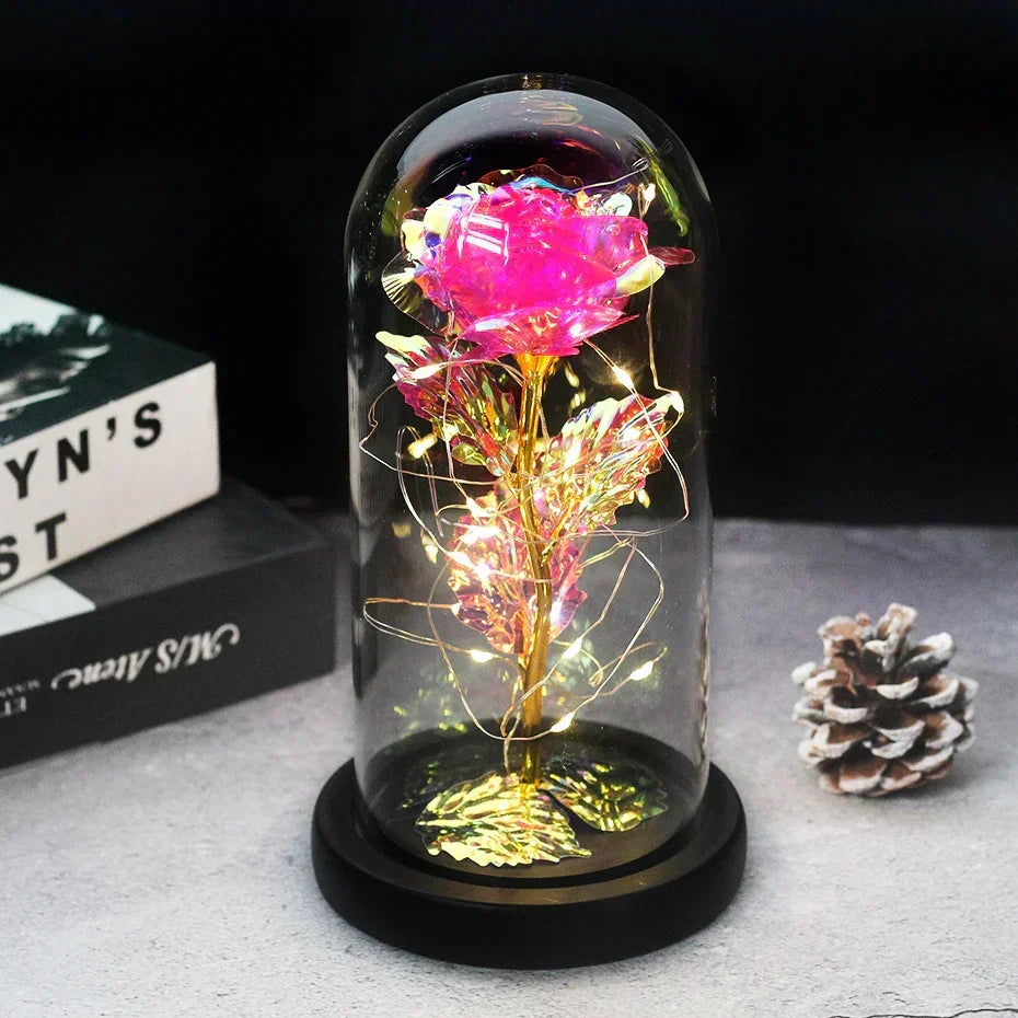 Charly – Eternal Rose in Glass Dome with Atmospheric LED Lighting