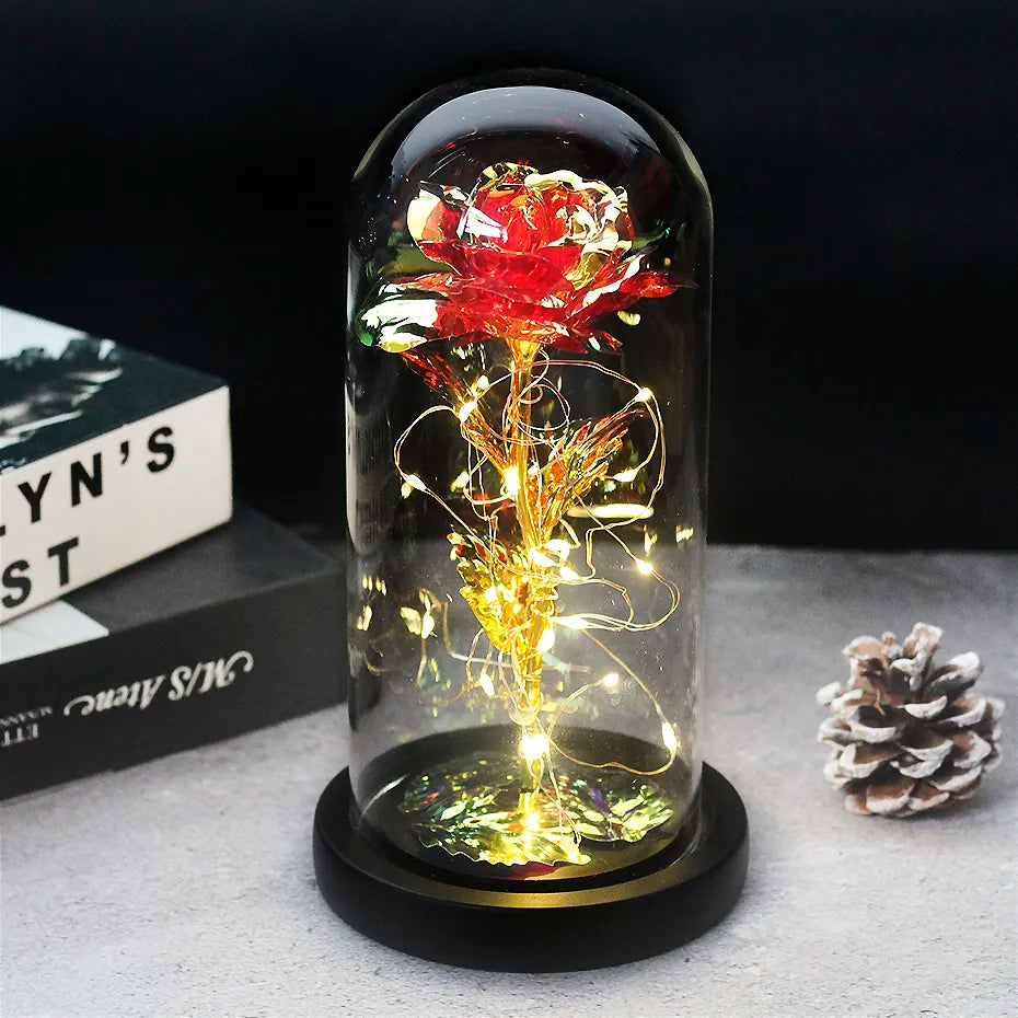 Charly – Eternal Rose in Glass Dome with Atmospheric LED Lighting