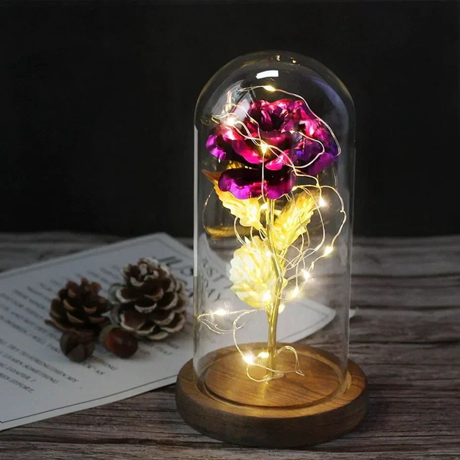 Charly – Eternal Rose in Glass Dome with Atmospheric LED Lighting