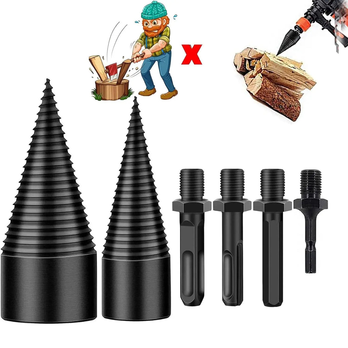 Sisica | Firewood Drill Bit Set – Split wood easily with the cordless drill