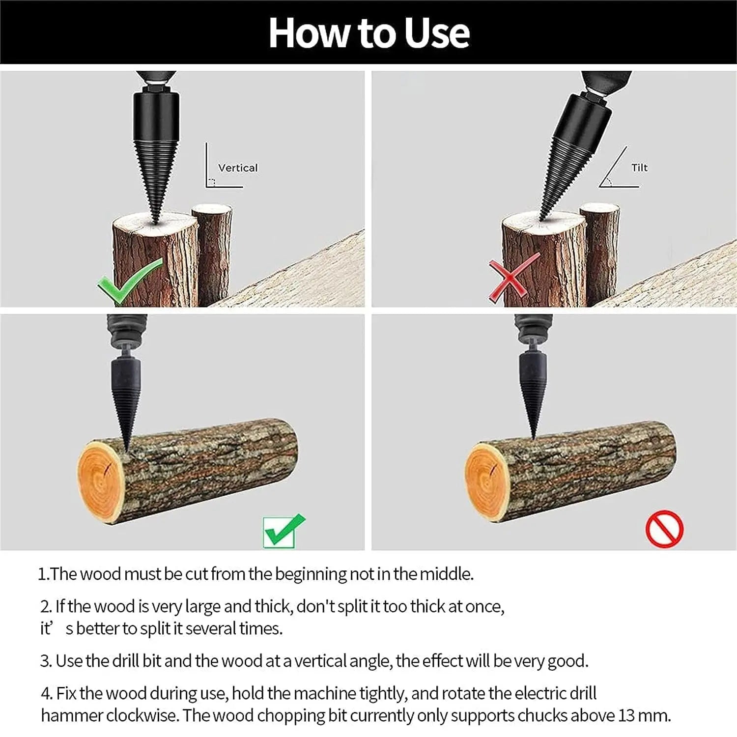 Sisica | Firewood Drill Bit Set – Split wood easily with the cordless drill