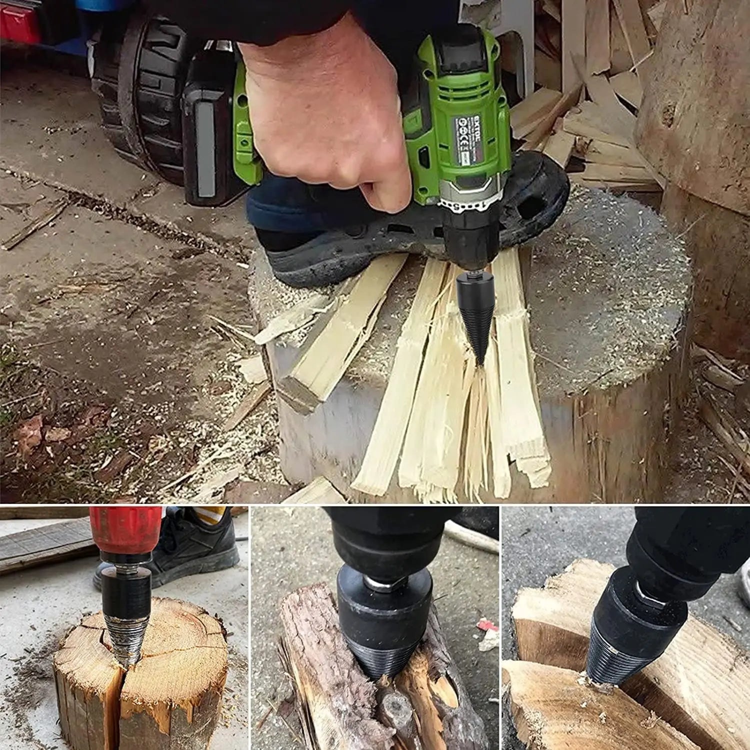 Sisica | Firewood Drill Bit Set – Split wood easily with the cordless drill