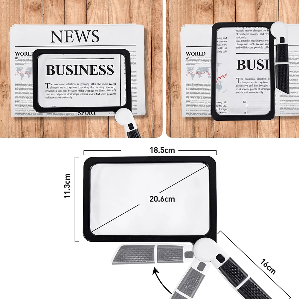 Sisica | Full-Page Handheld Magnifying Glass – 5X Magnification, LED Lighted Magnifier with 3 Modes, Ideal for Reading Books and Seniors