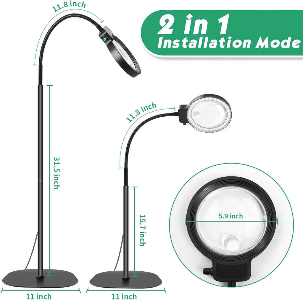 Sisica | Full-Page Magnifying Glass with LED Light – Hands-Free Reading Aid for Books, Crafts & Hobbies