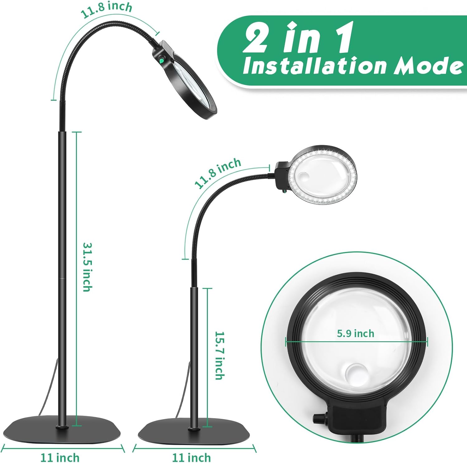 Sisica | Full-Page Magnifying Glass with LED Light – Hands-Free Reading Aid for Books, Crafts & Hobbies