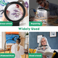 Sisica | Full-Page Magnifying Glass with LED Light – Hands-Free Reading Aid for Books, Crafts & Hobbies