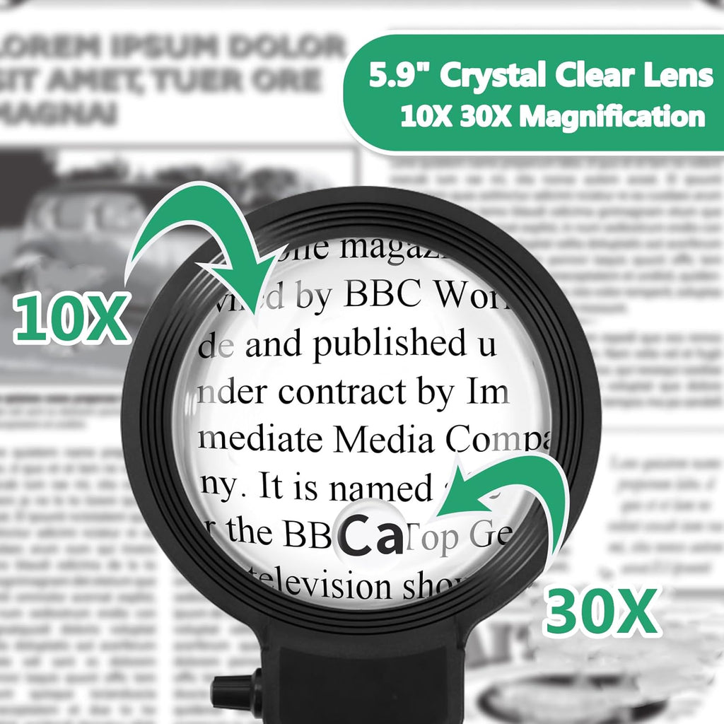 Sisica | Full-Page Magnifying Glass with LED Light – Hands-Free Reading Aid for Books, Crafts & Hobbies