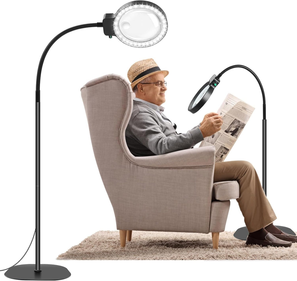 Charly | Full-Sided Magnifying Glass with LED Light – Hands-Free Reading Aid for Books, Crafts, and Hobbies