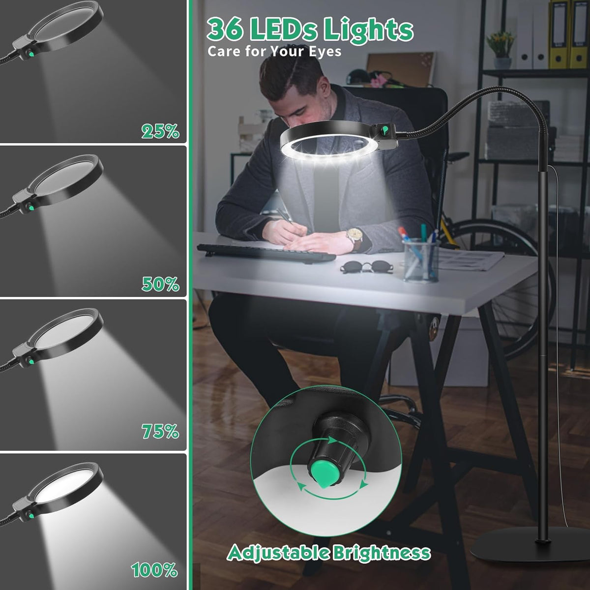 Sisica | Magnifying Lamp with LED for Crafts, Reading & Hobbies