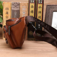 Sisica | Genuine Cowhide Leather Waist Bag for Men – Large Capacity Fanny Pack, Belt & Crossbody Travel Bag