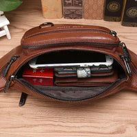 Sisica | Genuine Cowhide Leather Waist Bag for Men – Large Capacity Fanny Pack, Belt & Crossbody Travel Bag