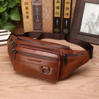 Charly | Genuine Cowhide Leather Waist Bag for Men – Large Capacity Fanny Pack, Belt & Crossbody Travel Bag