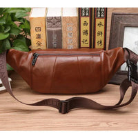 Sisica | Genuine Cowhide Leather Waist Bag for Men – Large Capacity Fanny Pack, Belt & Crossbody Travel Bag