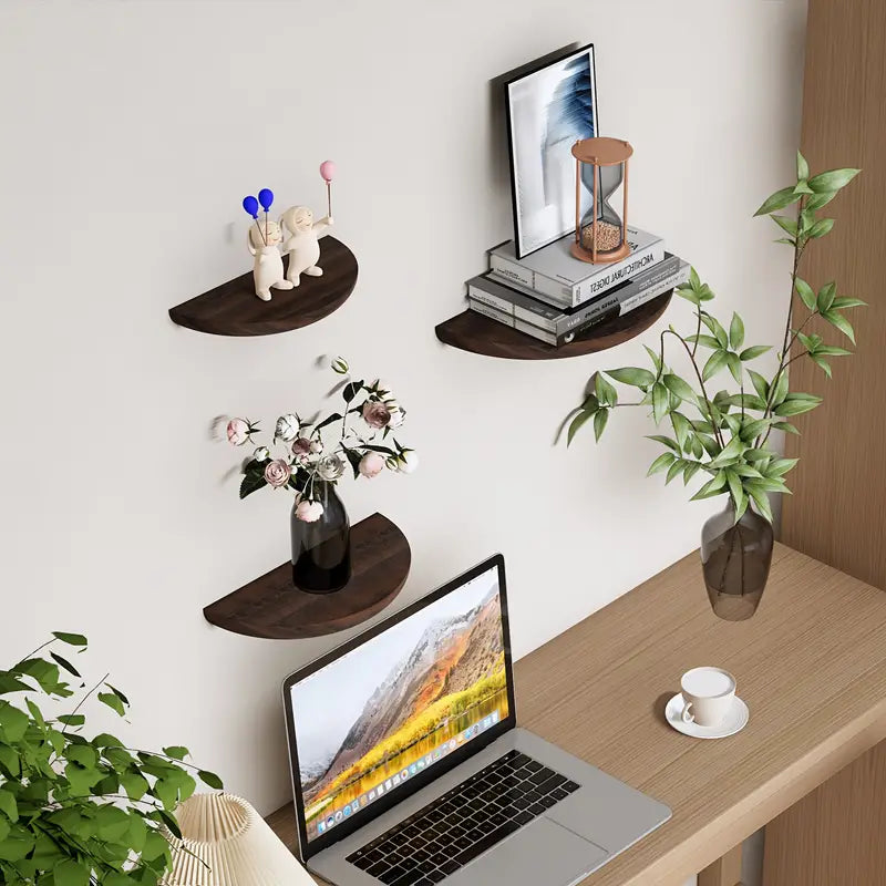 Sisica | Half-Round Wooden Wall Shelf | Stylish and Space-Saving | Natural Wood