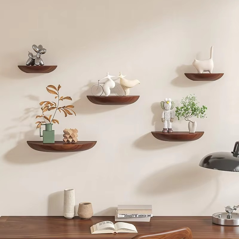 Charly | Half-Round Wooden Wall Shelf | Stylish and Space-Saving | Natural Wood