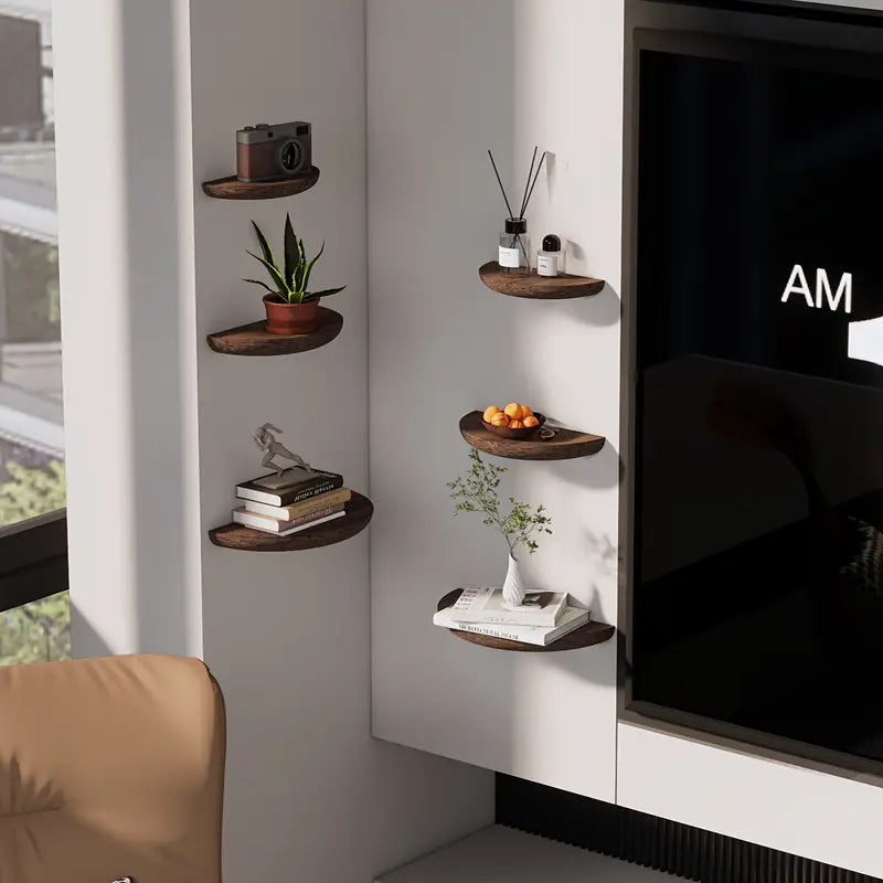 Sisica | Half-Round Wooden Wall Shelf | Stylish and Space-Saving | Natural Wood