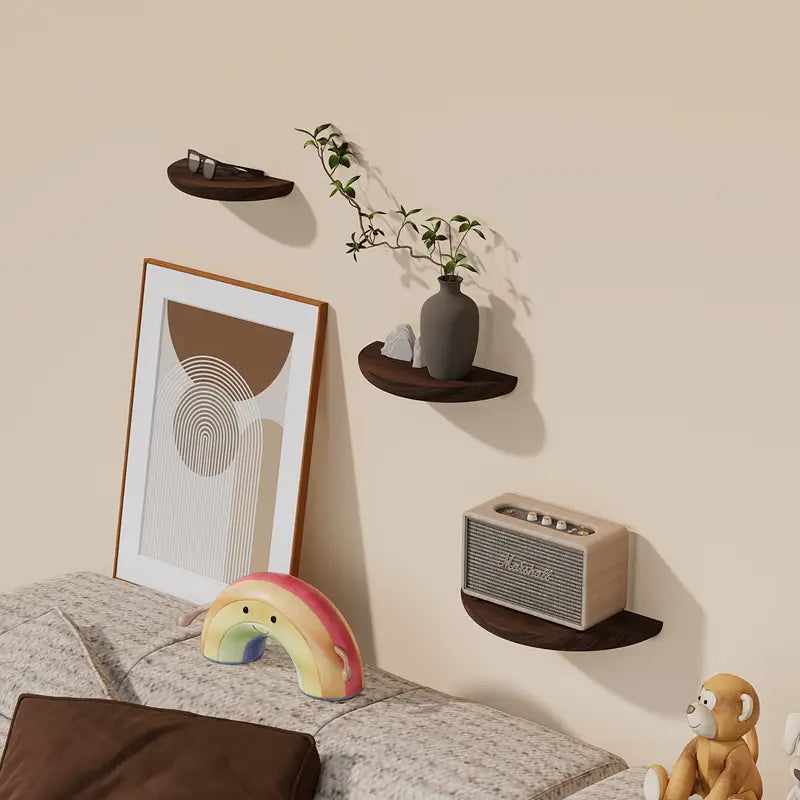 Sisica | Half-Round Wooden Wall Shelf | Stylish and Space-Saving | Natural Wood