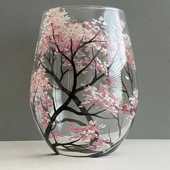 Sisica | Hand Painted Four Seasons Tree Wine Glasses | Unique Art