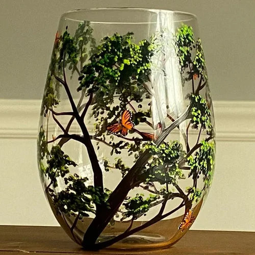 Sisica | Hand Painted Four Seasons Tree Wine Glasses | Unique Art