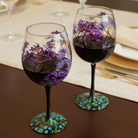 Sisica | Hand Painted Four Seasons Tree Wine Glasses | Unique Art