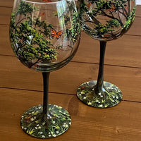 Charly | Hand Painted Four Seasons Tree Wine Glasses | Unique Art