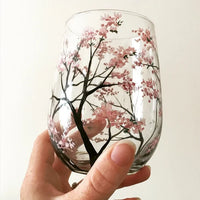 Sisica | Hand Painted Four Seasons Tree Wine Glasses | Unique Art
