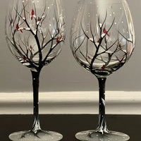 Charly | Hand Painted Four Seasons Tree Wine Glasses | Unique Art