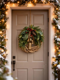 Sisica | Rustic Winter Door Wreath | Bells, Pinecones, Berries | 43cm