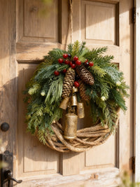 Sisica | Rustic Winter Door Wreath | Bells, Pinecones, Berries | 43cm