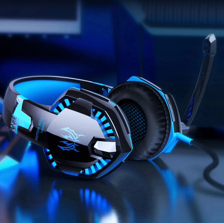 Sisica Over-Ear PC Headphones with Mic & LED Lights