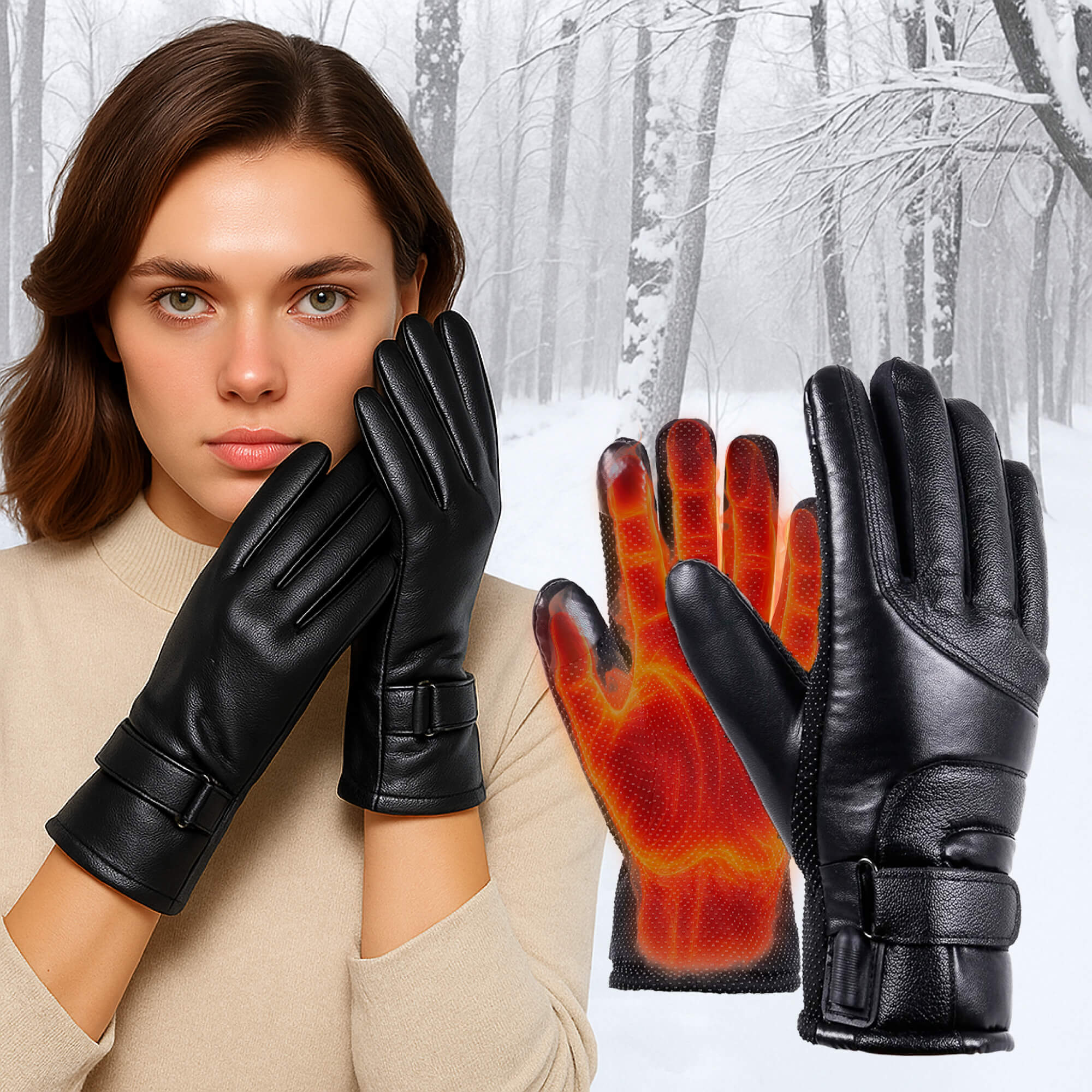 Charly | Heated Gloves for Women UK – Women's Thermal Waterproof Winter Gloves with Touch Screen & USB Rechargeable Warm Design
