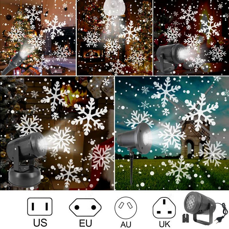 Sisica | LED Christmas Projector Snowflake Light Show – Waterproof Outdoor Lamp with 16 Patterns