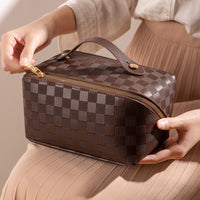 Charly | Luxurious Checked Makeup Cosmetic Bag
