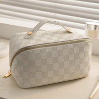 Sisica | Luxurious Checked Makeup Cosmetic Bag
