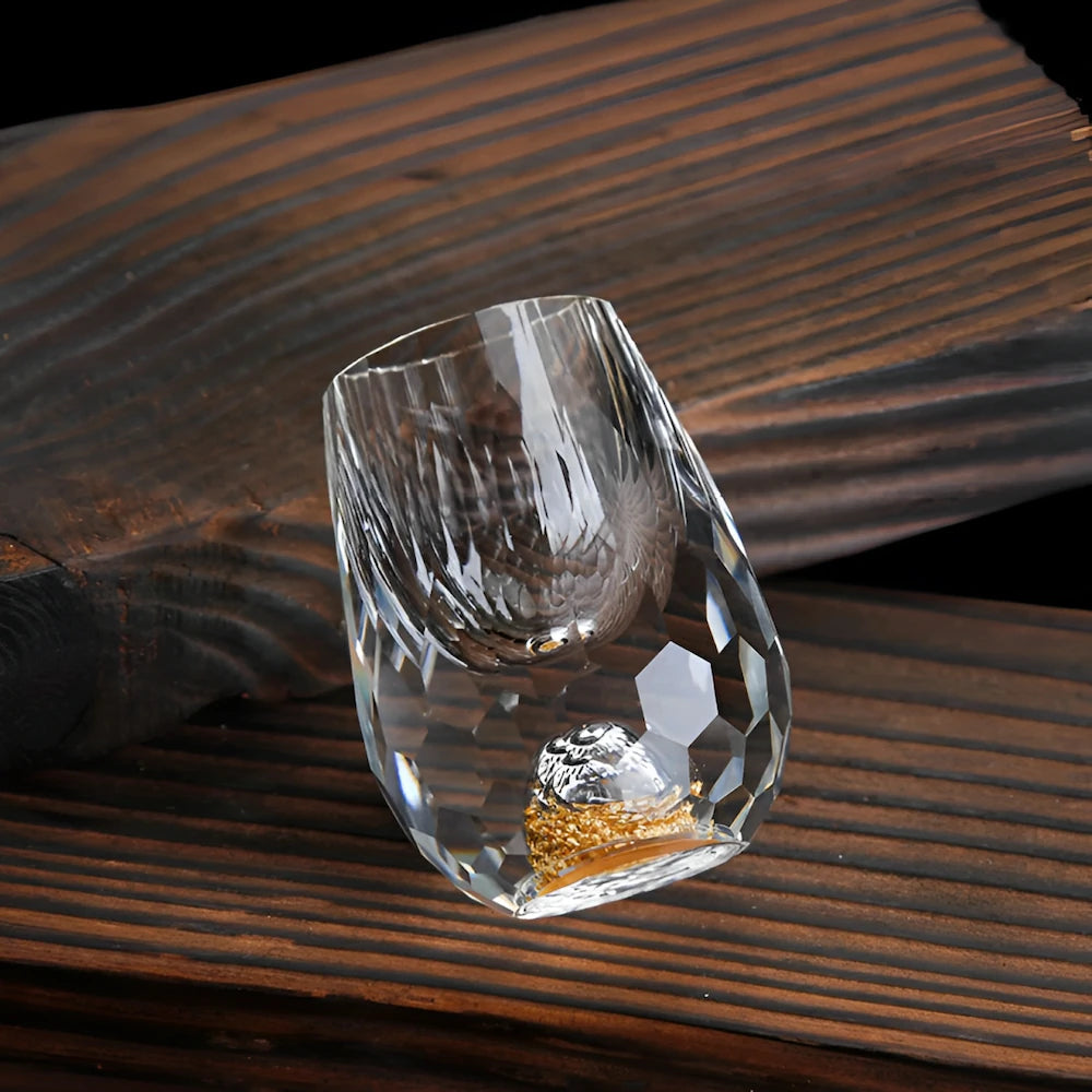 Sisica | Luxury Crystal Glasses with Gold Flakes – Handmade – Set of 2 – For Whisky & Premium Beverages