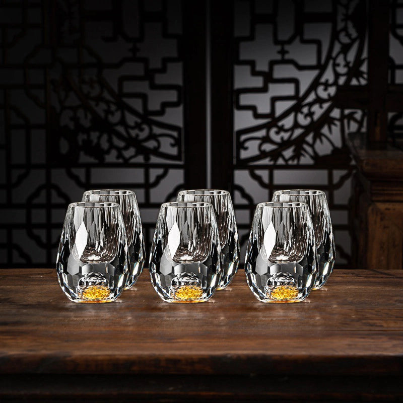 Sisica | Luxury Crystal Glasses with Gold Flakes – Handmade – Set of 2 – For Whisky & Premium Beverages