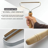 Sisica | Manual Lint Remover | Copper Precision Head | Solid Wood Handle | Battery-Free Fabric Shaver for Cashmere, Wool & Upholstery | Pilling Extractor