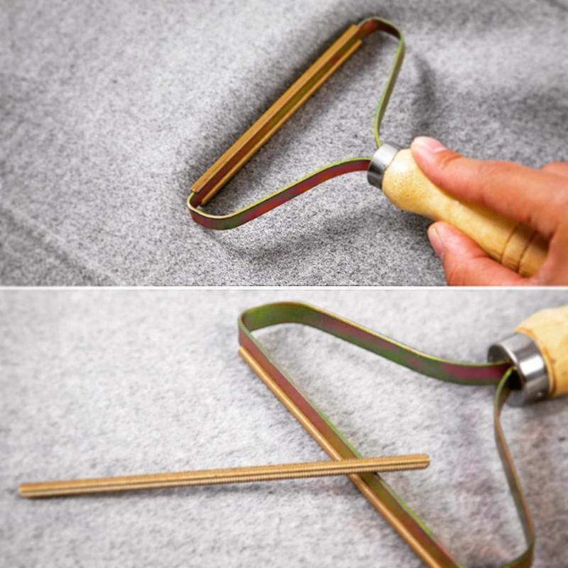 Sisica | Manual Lint Remover | Copper Precision Head | Solid Wood Handle | Battery-Free Fabric Shaver for Cashmere, Wool & Upholstery | Pilling Extractor