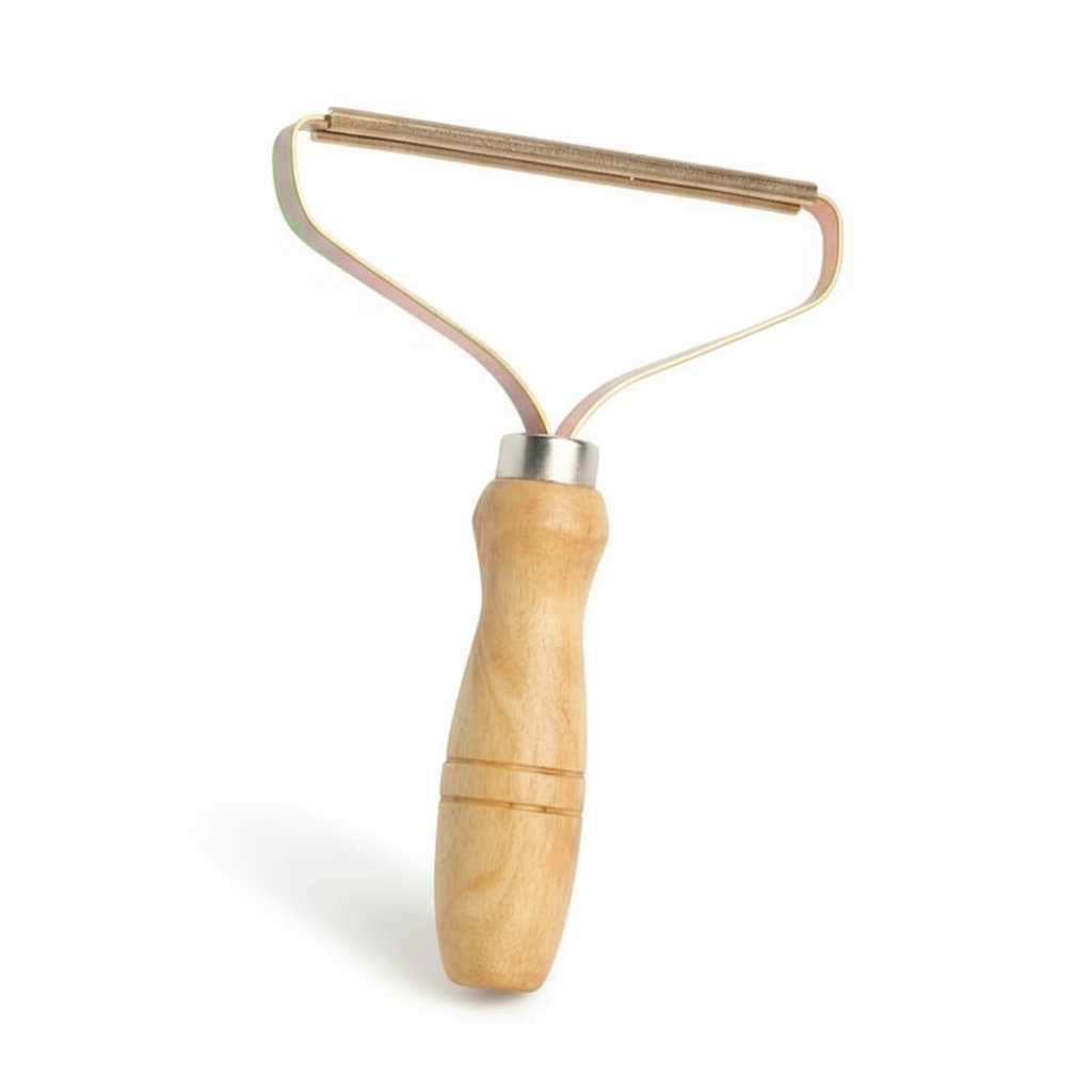 Charly | Manual Lint Remover | Copper Precision Head | Solid Wood Handle | Battery-Free Fabric Shaver for Cashmere, Wool & Upholstery | Pilling Extractor