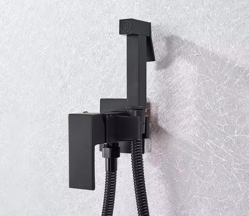 Charly | Matte Black Bidet Shower Faucet in Solid Brass, Hygienic Shower, Hot-Cold Mixing Valve, Toilet Faucet for Muslim Use