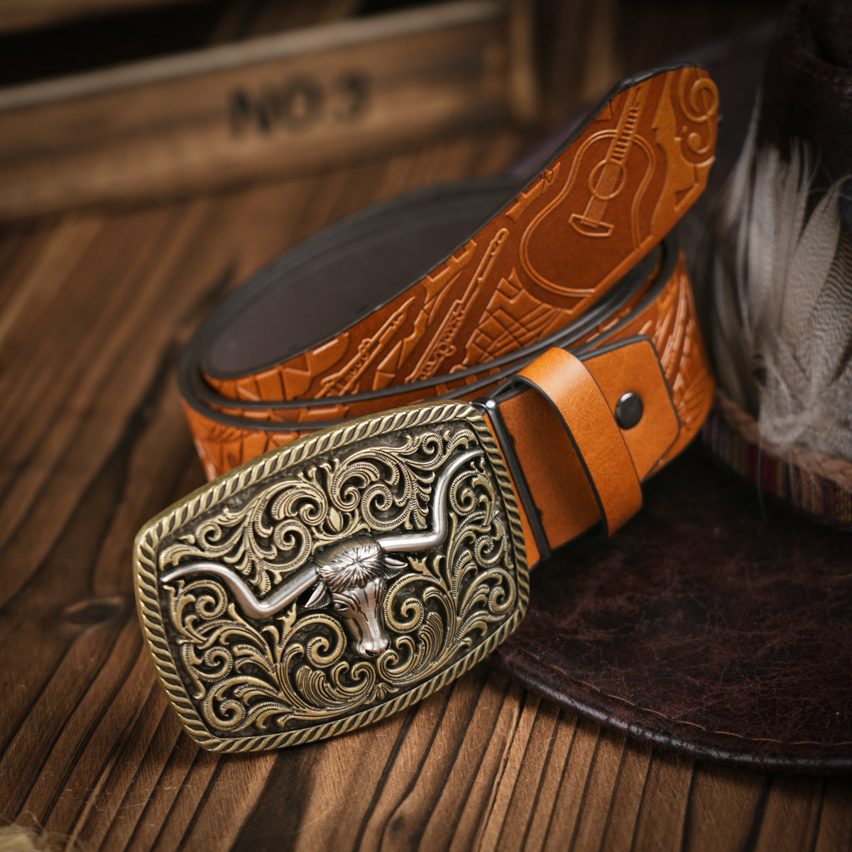 Charly | Men’s Belt | Western Style | Vegan Leather & Durable Metal Buckle