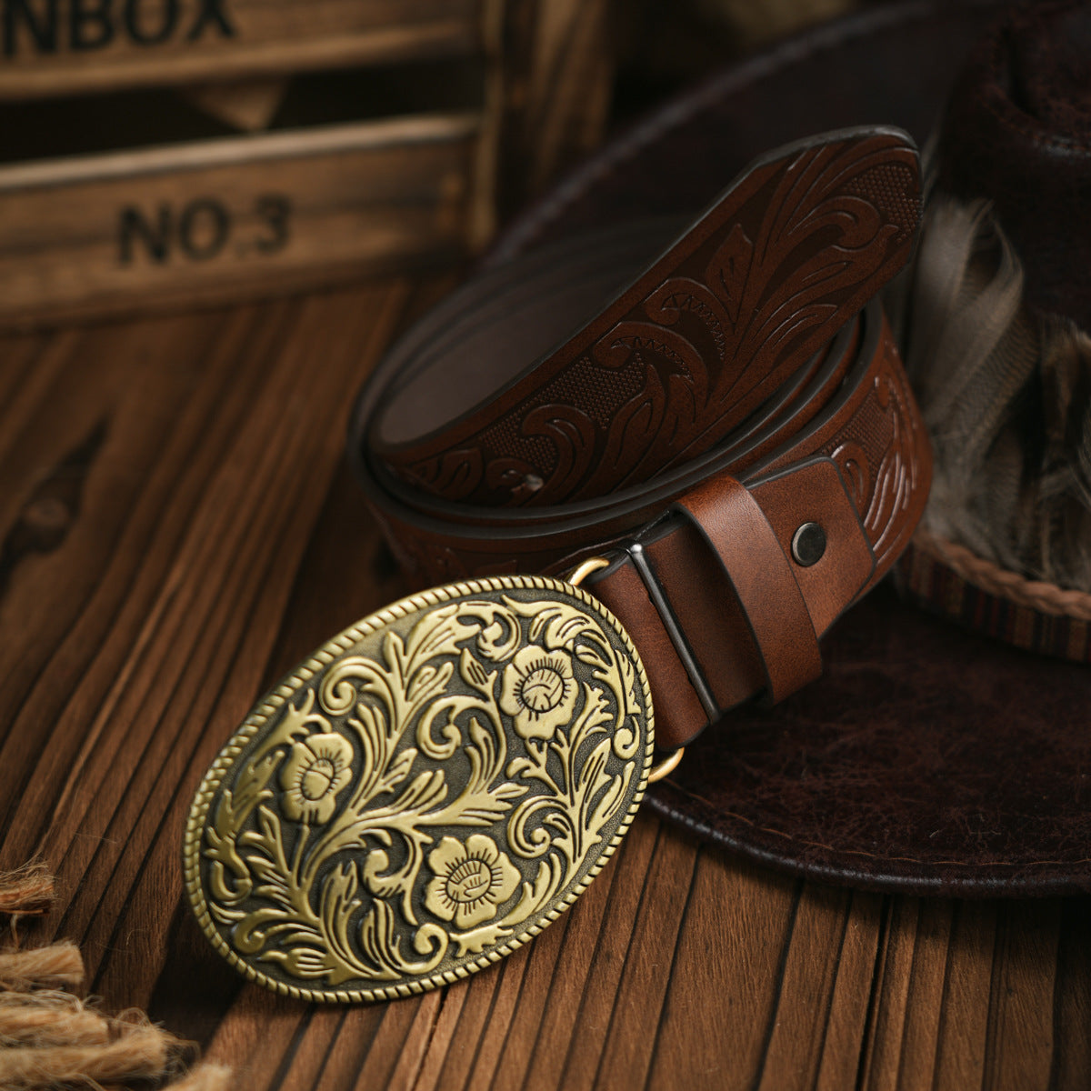Charly | Men’s Belt | Western Style | Vegan Leather & Durable Metal Buckle