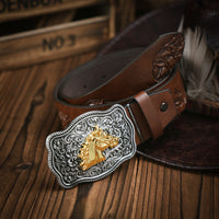 Charly | Men’s Belt | Western Style | Vegan Leather & Durable Metal Buckle